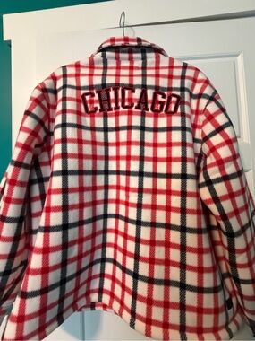 Women’s WEAR by Erin Andrews Oatmeal Chicago Blackhawks Plaid Button Up